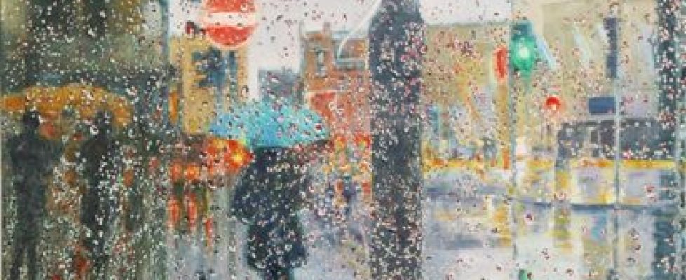R. Wels _ Rain in the City Oil on canvas